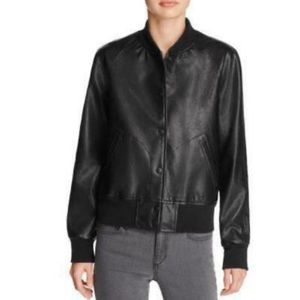 AQUA Faux Leather Bomber Jacket